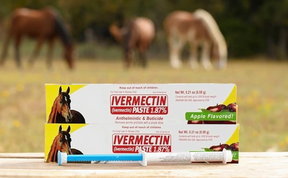 Durvet Ivermectin Paste Dewormer - 6.08g dose @ 1.87% Apple Flavor (6-Pack)