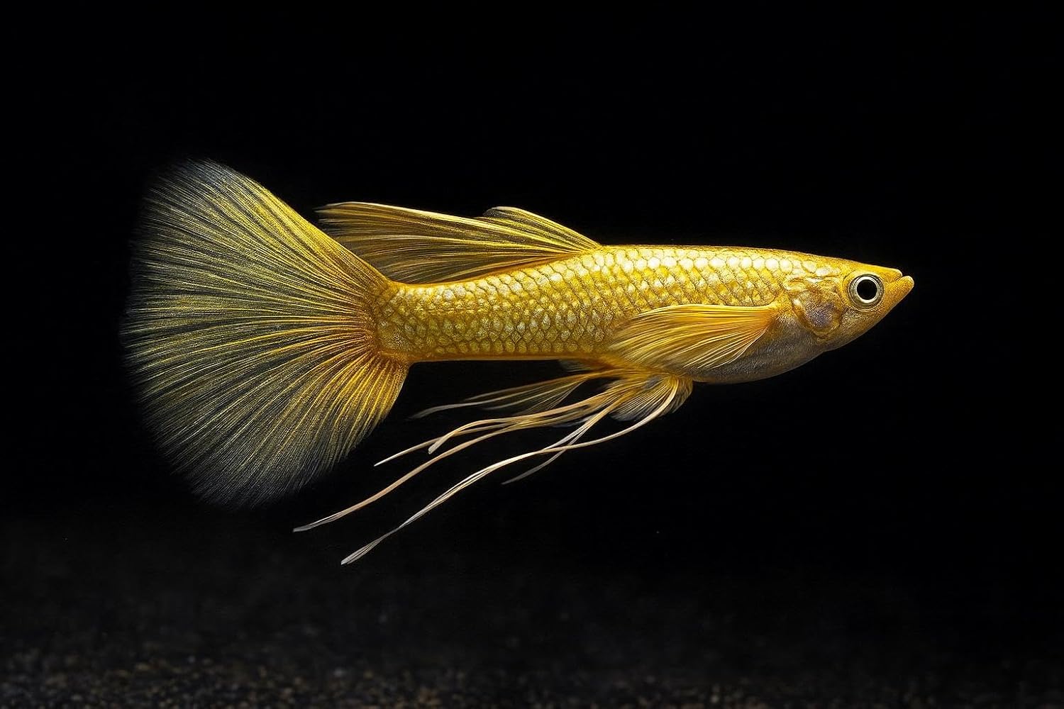 Full Gold 24K Guppy – Premium Live Tropical Aquarium Fish